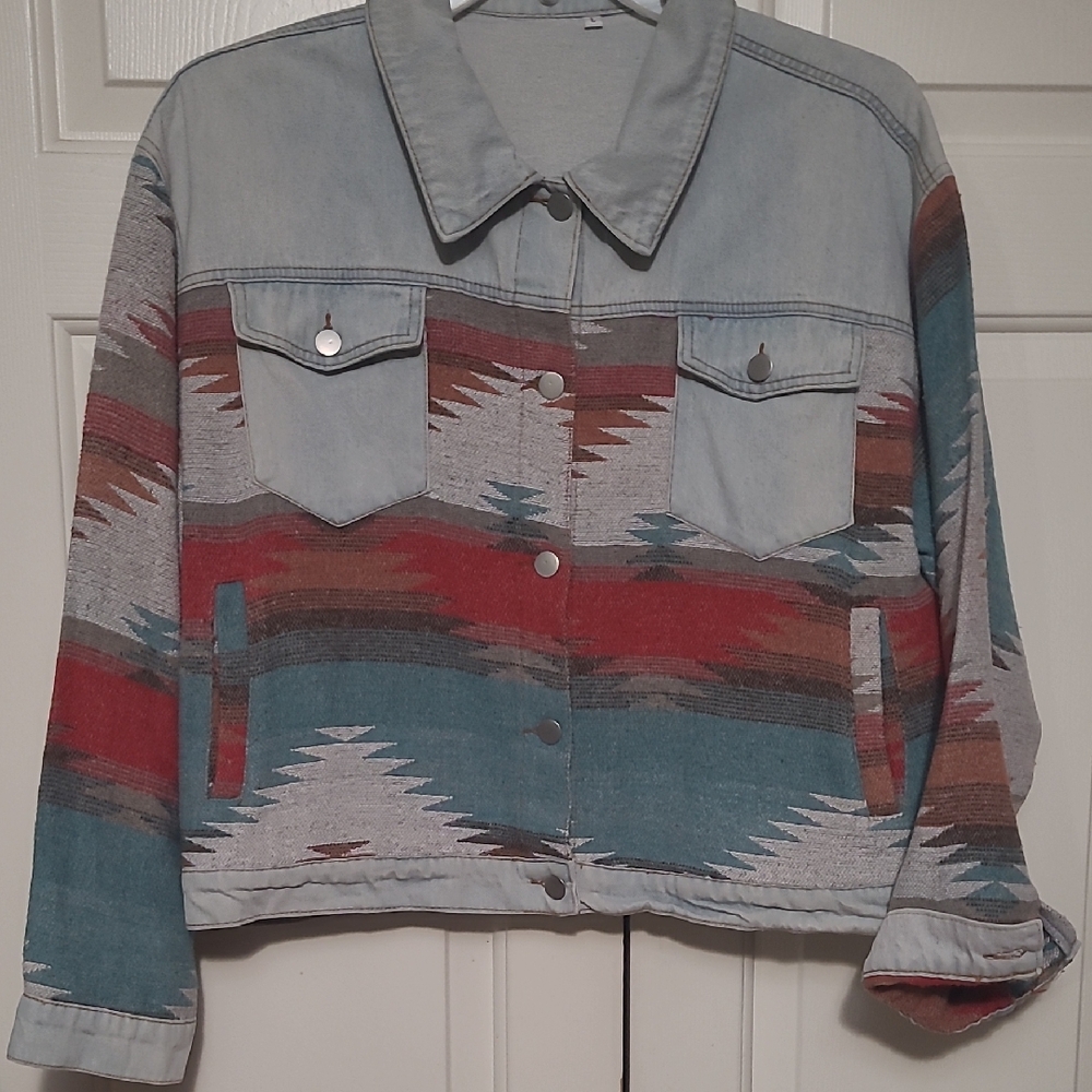 Source Unknown Multicolor Jean Jacket - image 1